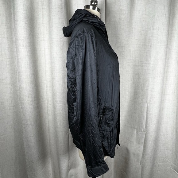 John Varvatos Waxed Cotton Shell Rain Jacket Blue Men's 52 Zip Up Hooded - Picture 8 of 12